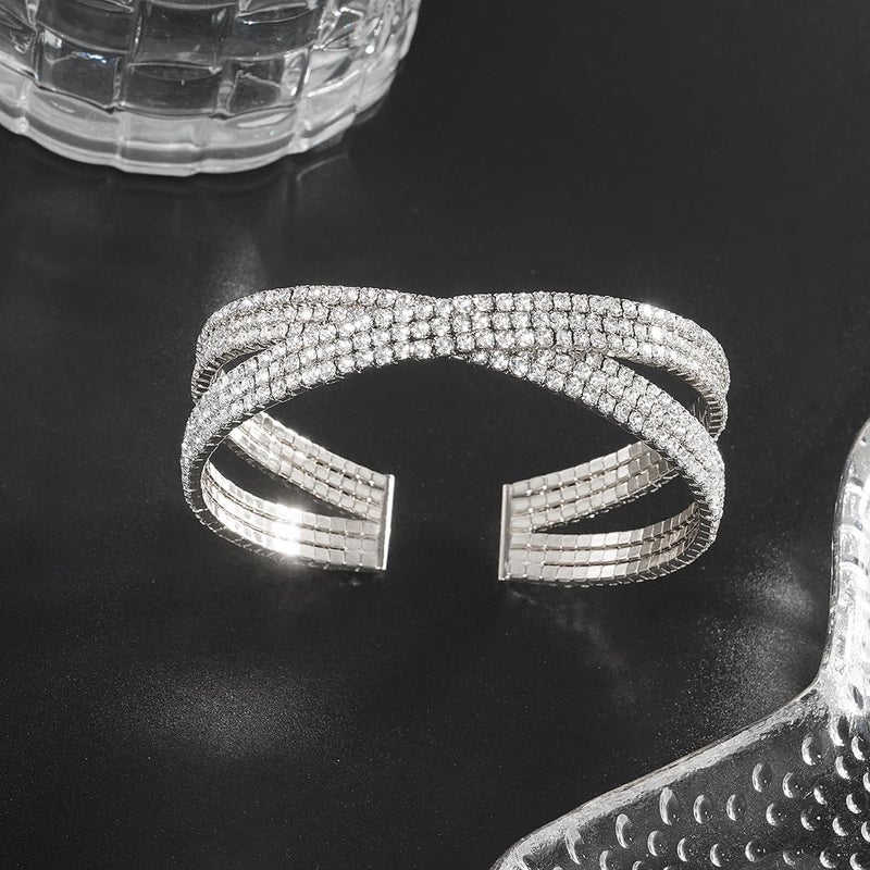 Suyi Rhinestone Bracelet Multilayer Gold Cuff Bracelet for Women Crystal Braidal Bracelets - Image 4